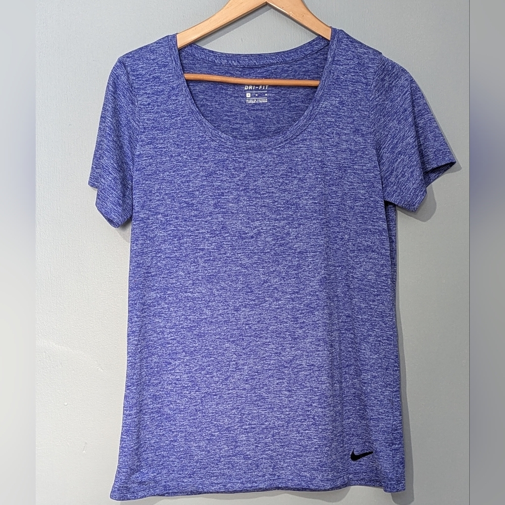 Nike Women's Medium Dri-Fit Heathered Blue Short Sleeve Tee Active Sporty